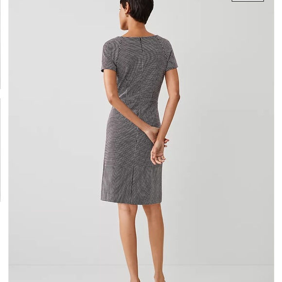 NEW NWT NIP Ann Taylor Textured Knit Flare Dress Plum Checkered Size 10 AB 509 - Picture 2 of 11